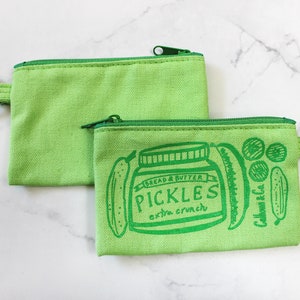 Pickles Screen Printed Zipper Card Pouch with Key Ring - Pickles Coin Pouch - Pickles Coin Purse - Pickles Keychain - Pickles Zipper Wallet