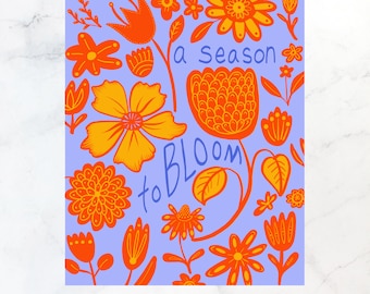 A Season to Bloom Art Print - Floral Artwork for Kitchen - House Warming Gift - 8 x 10 Artwork - Kitchen Decor
