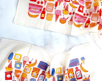 We All Scream For Ice Cream Screen Printed Tea Towel