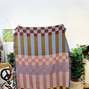 Checkered Stripe Checkerboard Tapestry Blanket in Fort Tilden image 10