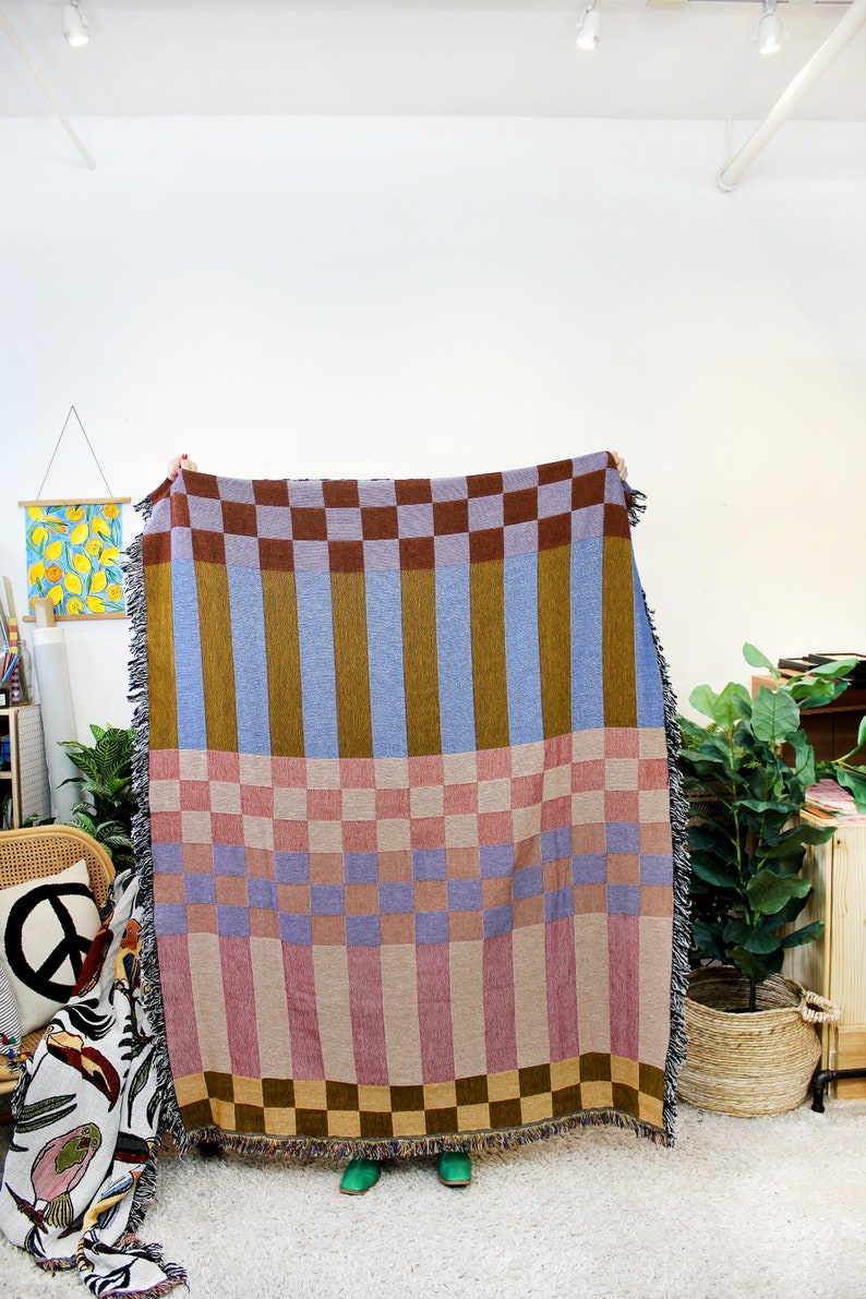 Checkered Stripe Checkerboard Tapestry Blanket in Fort Tilden image 10