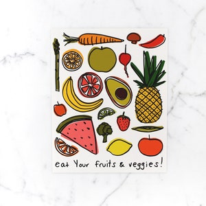 Eat Your Fruits and Veggies Art Print Digital Download Printable Artwork Fruit Digital Illustration House Warming Digital Artwork image 3