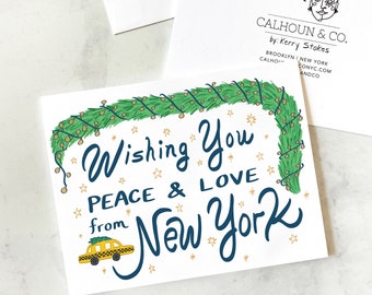 Wishing You Peach & Love from New York! Greeting Card - New York City Greeting Card - Gift - Holiday Greeting Card - Stationery - NYC