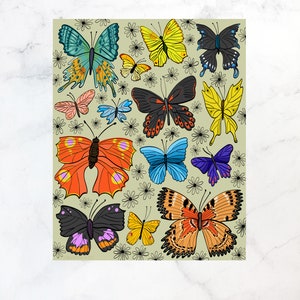 Butterfly Art Print - Floral Artwork for Kitchen - House Warming Gift - 8 x 10 Artwork - Kitchen Decor