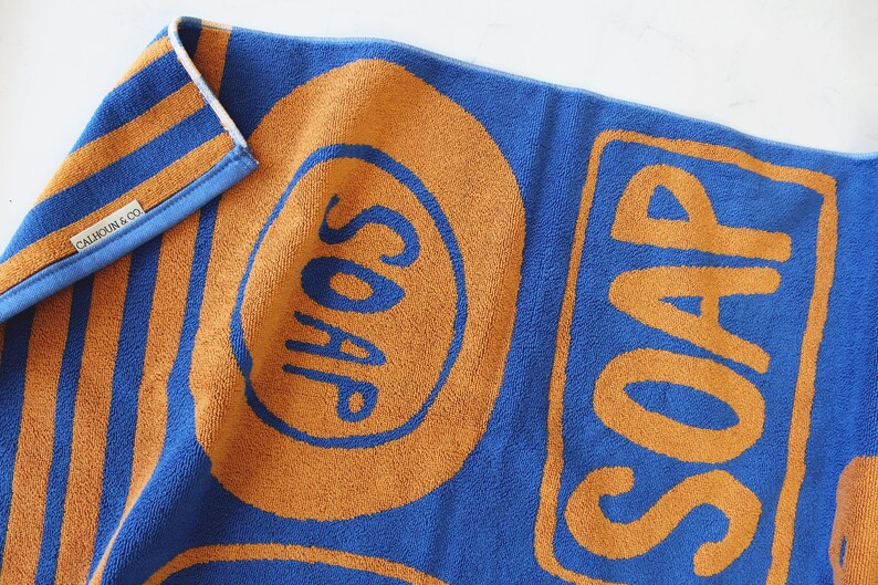 Squeaky Clean Soap Blue and Gold Bath Towels Etsy