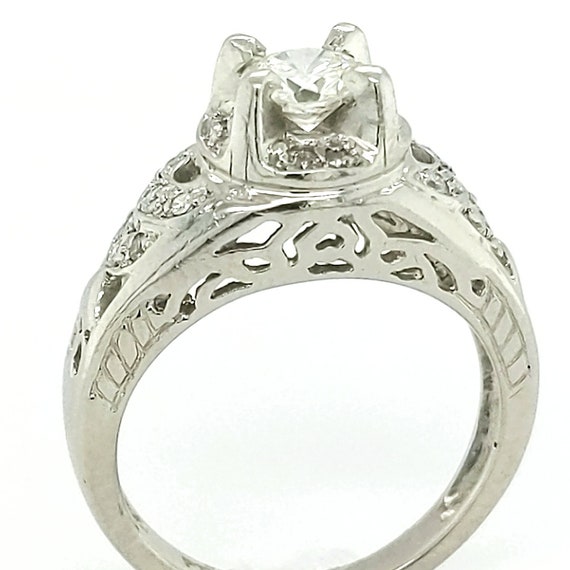 Vintage Platinum Diamond Filagree Engagement Ring - image 3