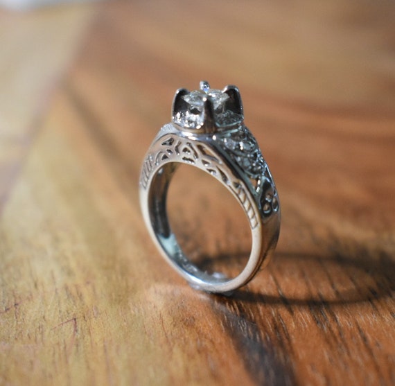 Vintage Platinum Diamond Filagree Engagement Ring - image 4