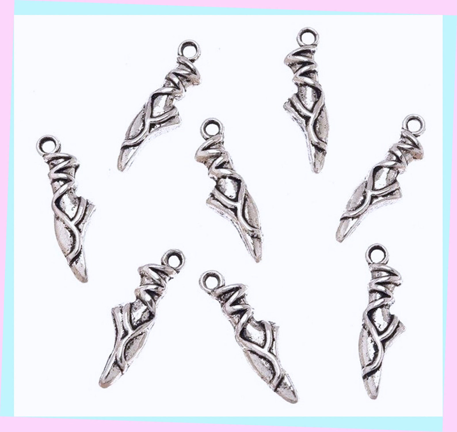 6, 8 or 10, ballet slippers charms, ballet point shoes charm, silver charm, girls charms, love dancing charms, ballerina charms,