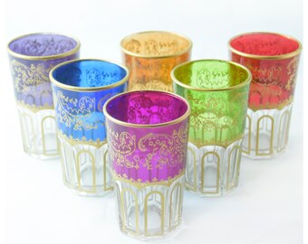 Multi-design handcrafted style cups cobalt tea glasses 50/% OFF vintage tea glasses Teapot Set of 3 vintage Moroccan tea glasses Trays