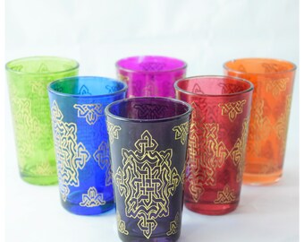 Multi-design handcrafted style cups cobalt tea glasses 50/% OFF vintage tea glasses Teapot Set of 3 vintage Moroccan tea glasses Trays