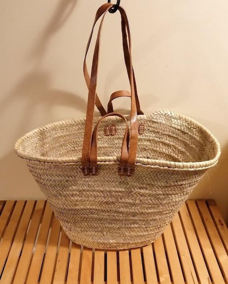 STRAW BAG Handmade With Leather French Market Basket French Etsy