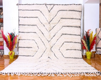 Gorgeous Beni Ourain Custom rugs living room -Berber White rug -Amazing Multicolored Rug-Handmade Wool Rug-Berber Carpet-Genuine Wool Rug .
