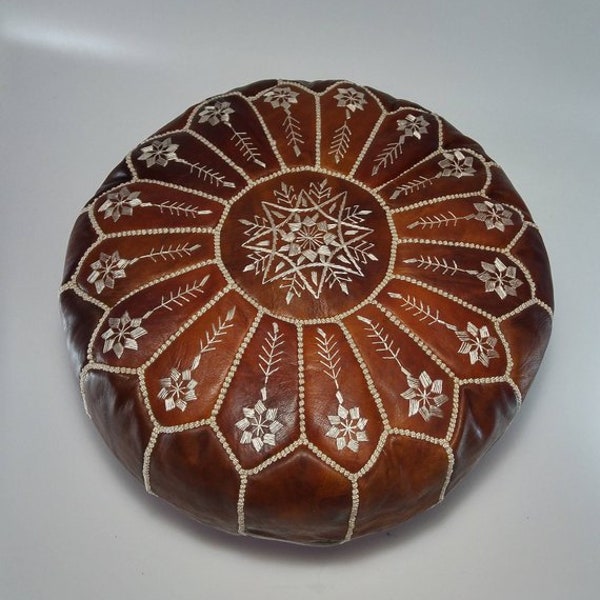 MOROCCAN POUF, Moroccan Leather Pouf Ottoman Moroccan Floor Pillow Cushion, Morocco Pouffe