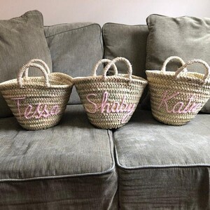 Personalized Easter Straw Basket, Kid Toddler Baby Monogram Easter Basket, customized wedding beach and market Bags, Bachelorette party image 8