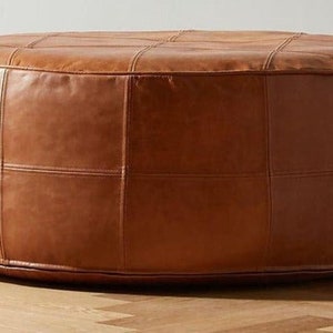 Amazing Round Ottoman "50% OFF" Handmade square leather Pouf, Moroccan pouf, footstool pouf, unstuffed poufs, genuine leather pouf.