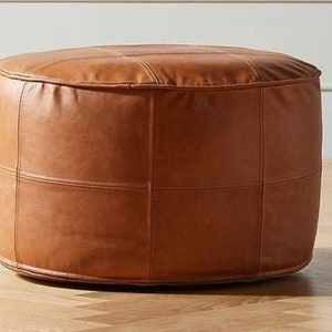 Amazing Round Ottoman "50% OFF" Handmade square leather Pouf, Moroccan pouf, footstool pouf, unstuffed poufs, genuine leather pouf.