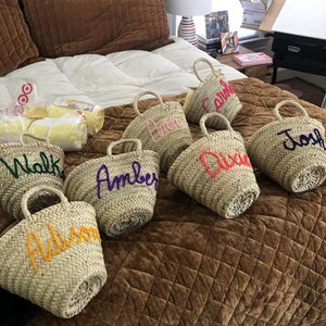 Personalized Easter Straw Basket, Kid Toddler Baby Monogram Easter Basket, customized wedding beach and market Bags, Bachelorette party image 7