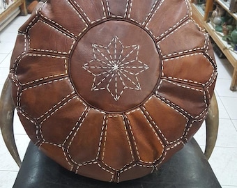 MOROCCAN POUF, Moroccan Leather Pouf Ottoman Moroccan Floor Pillow Cushion, Morocco Pouffe