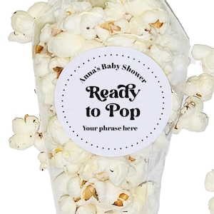 Set of 24 Popcorn Bags with Custom Stickers and Gold Twist Ties | Popcorn Stickers and Bags | Personalized  Party Favors