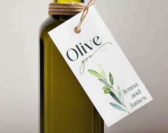 Set of 24 Olive Oil Tags with Option to Expand | Wedding Favor Tags | Favors for Guests | Thank You Bag Favors | Bottle Tags