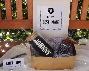 Groomsmen Proposal Box | Groomsmen Gift Box | Groomsmen Gift Set | Will you be my Groomsman | Best Man Gift | Beer Can Glass | Whisky Label