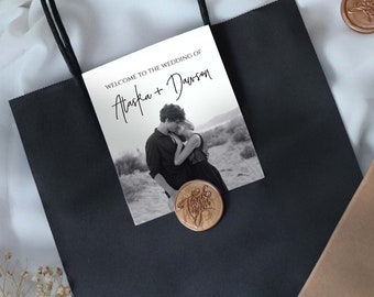 25 Personalized Wax Seal Thank You Bags with Gold Wax Seal | Brown or Black | Welcome Favor Bags | Thank You Gift Bags | Alaska Suite