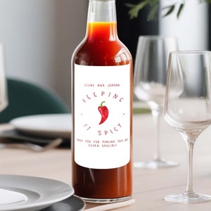 Juego de 27 etiquetas para salsa picante, etiquetas para botellas, etiquetas adhesivas personalizadas, recuerdos de boda personalizados, pegatinas para salsa picante