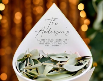 Set of 20 Personalized Petal Cones | Paper Cone | Wedding Toss | Confetti Toss