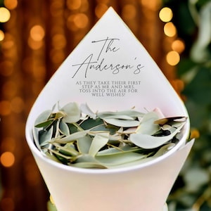 Set of 20 Personalized Petal Cones | Paper Cone | Wedding Toss | Confetti Toss