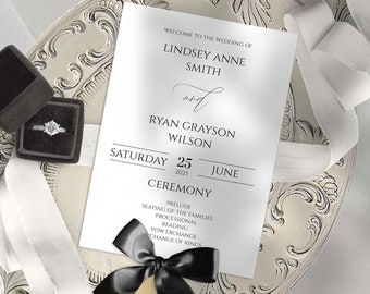 PRINTED Wedding Program Fans | Assembled With or Without Ribbon | Ceremony Program | Program Fans | Event Details | Double Sided