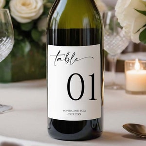 Wine Table Numbers 1–10 with Option to Expand | Wedding Table Number Bottle Stickers | Custom Wine Label Table Décor | Sophia Suite