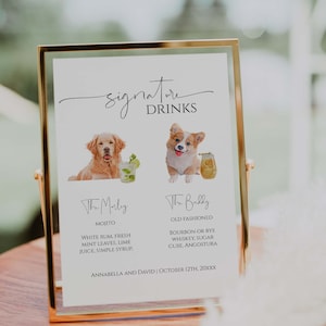 Custom Pet Signature Drink Sign | Personalized Bar Menu | Dog Signature Drink Sign | Open Bar Wedding Sign | Pet Signature Cocktails | Pets
