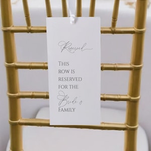 PRINTED Reserved Wedding Chair Tag | Seating Tag | Chair Tag | Wedding Ceremony Tag | Elegant and Modern Tag