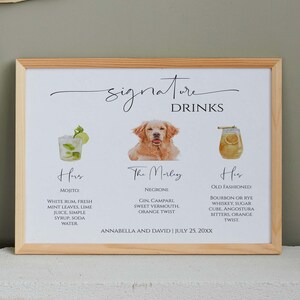 Custom Pet Signature Drink Sign | Personalized Bar Menu | Dog Signature Drink Sign | Open Bar Wedding Sign | Pet Signature Cocktails | Pets