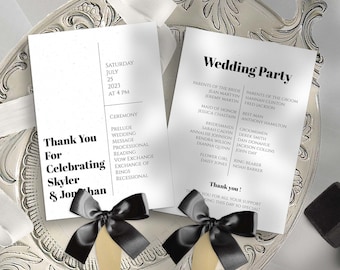PRINTED Wedding Program Fans | Assembled With or Without Ribbon | Ceremony Program | Program Fans | Event Details | Double Sided
