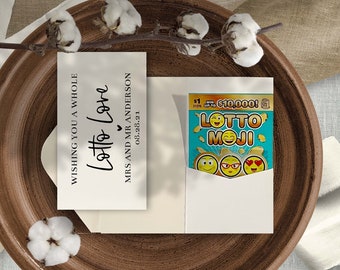 Se vende en juegos de 25, te deseamos un montón de lotería, recuerdos de amor / porta billetes de lotería personalizados / porta tarjetas rasca y gana