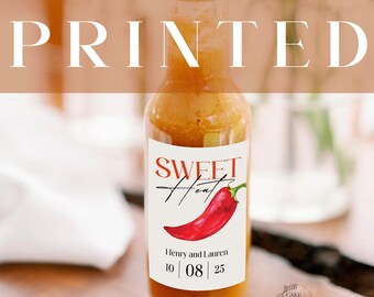 PRINTED | Sheet of 6 Hot Sauce Label  | Bottle Label | Personalized Label | Hot Sauce Sticker | Party Gift | Wedding Favor |