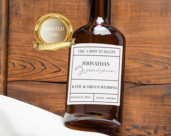 Etiquetas para whisky / Etiquetas personalizadas para botellas de licor para propuestas de padrinos de boda - Etiquetas adhesivas personalizables para botellas estándar / Etiquetas para licor
