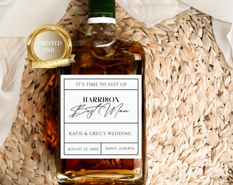Whiskey Labels | Personalized Liquor Bottle Labels for Groomsmen Proposal - Customizable Adhesive Labels for Standard Bottles | Liquor Label