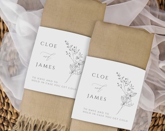 Set of 25 Custom Blanket Labels with option to Add More | Custom Scarf Wrap | Pashmina Labels | Wedding Favors for Guests | Allie Suite