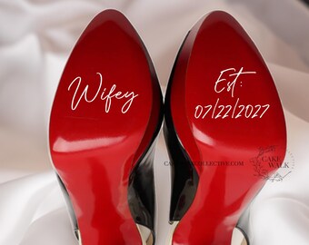 Wife and Groom Decals | Custom Date Decals | Wife and Husband Decals | Wedding Shoe Stickers | Wedding Heels Vinyl | DIY wedding Stickers