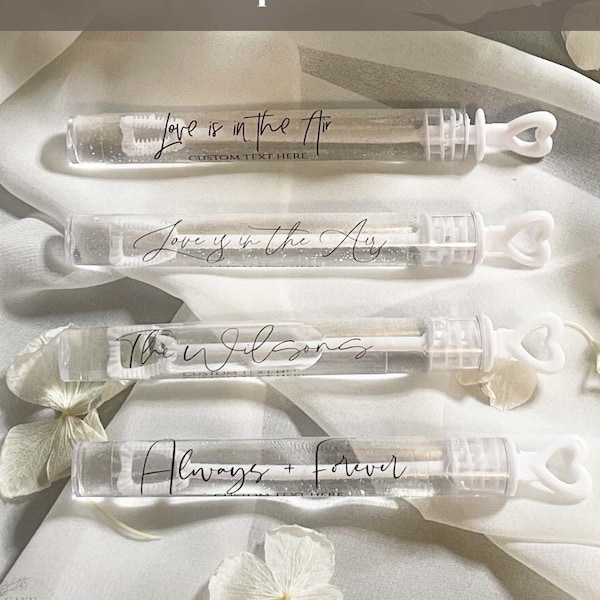 Assembled Love Heart Bubble Wands with Custom Label | No Bubbles Must Fill Yourself | Custom Wedding Favor | Party Favors | Wedding Send off