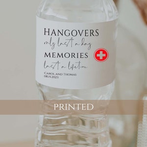 PRINTED | Set of 10 Water Bottle Labels | Hangover Labels | Hangover Kit Stickers | Hangover Water Bottle Favors Label | Party Drink Sticker