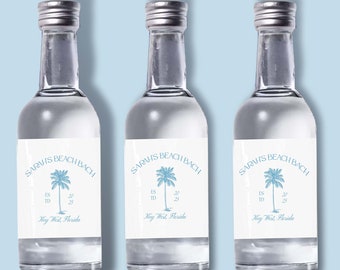 Set mit 12 Flaschenetiketten | Bachelorette Bevorzugungen | Mini Shot Etiketten | Benutzerdefinierte Shooter-Etiketten | Küsten Bachelorette | Strand Bachelorette