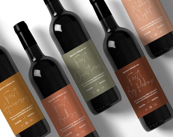 5 Rótulos de Vinho Personalizados para Datas Comemorativas | Presente de Noivado, Aniversário e Casamento | Cesta de Vinhos para Presente de Noivado