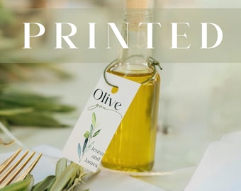 PRINTED | Set of 9 Olive Oil Tags | Wedding Favor Tags | Tags for Guests | Olive Tree Branch Tags | Thank You Bag Favors | Bottle Tags