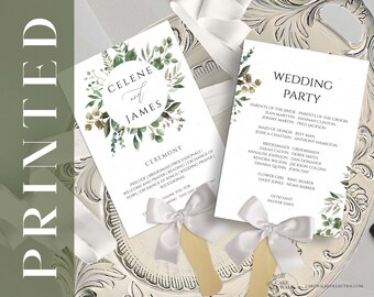 PRINTED Wedding Program Fans | Assembled With or Without Ribbon | Ceremony Program | Program Fans | Event Details | Double Sided