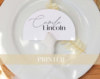 PRINTED Place Card with Chiffon Ribbon | Choice of Vellum or Cardstock | Arch or Rectangle | Guest Name Cards | Dinner Party |  Escort Cards