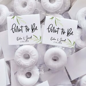 Set von 50 Personalisierte Hochzeit Mint Etiketten | Minze Gastgeschenke | Benutzerdefinierte Hochzeitsetiketten | Event Favors Mints