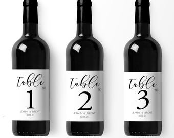 10 Table Number Wine Labels with Option to Expand | Personalized Wedding, Anniversary & Celebration Bottle Labels | Wine Stickers
